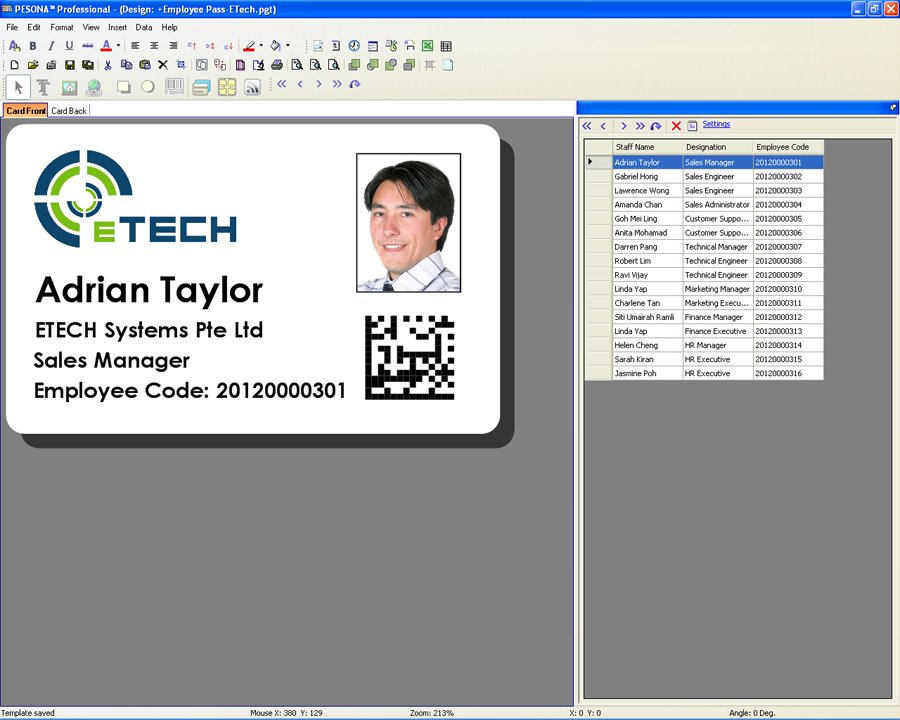 PESONA Card Design Software ID Card Printer Plastic Card Printing 